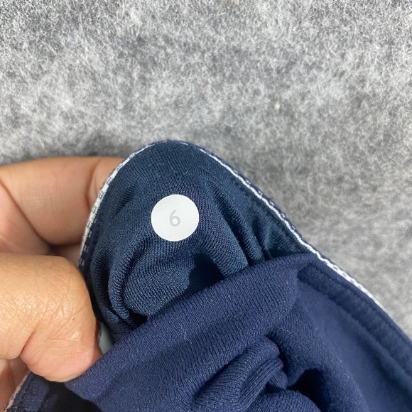 Lululemon Leggings 6 Wunder Under Crop Gingham Printed Navy Blue White Luon - Picture 7 of 15